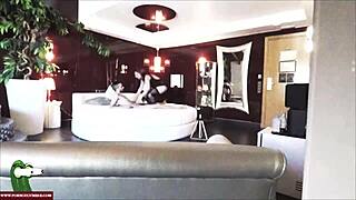 Webcam girl gets her genitals touched on an invisible camera