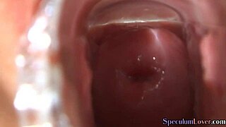 Penis smoothie and insertable nipple rings, speculum fucking in medical masturbation movie