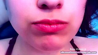 Fat girl's asmr mouth with monster licking and biting
