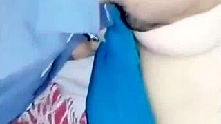 Indian couple live in the living room and do this