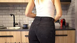 Cute young girl with big ass and tits gets fucked doggy style from(camera)