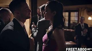 Rich guy spanks and fucks natural tits Latina escort alina lopez in front of everyone