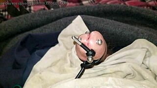 electro stimulation and cumshot with pierced guy