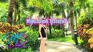 Sexy teen Miyu Sanoh in a micro bikini, on the street