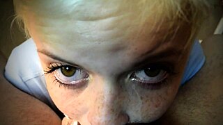 Old man uses young blonde teen as dirty little slut in his uniform