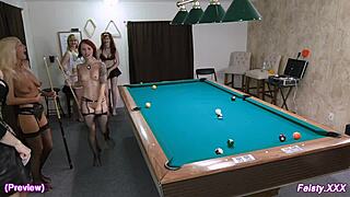 Hannah and Lisa - striptease and 8ball action for you!