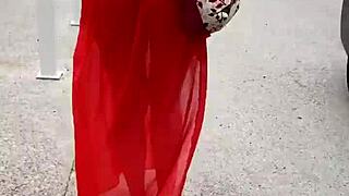 In public, Hotwife shows off her goods wearing see through lingerie