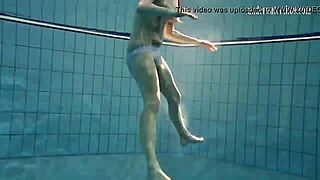 Russian teen Andrea gets some poolside fun