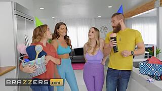 Codi vore and Nolina Nyx suck and lick Busty Xander corvus cock in a brazzers video