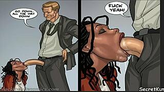 Double penetration and anal sex with cartoon characters in the office
