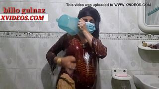 Amateur showering video of a cute Arab girl