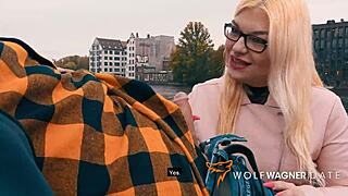 German hotel room sex with big natural tits and a blowjob