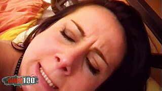 The small tits teen masturbating gets her asshole closeup in hardcore threesome
