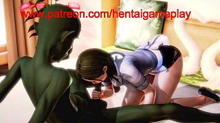 Cute girl goesblin in Xxx hentai video with anal sex