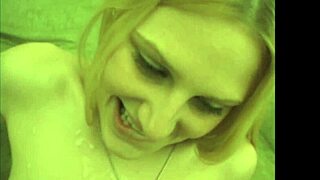 Erika’s small tits bounce as she sucks his cock