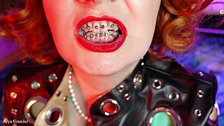 Latex clad milf Arya gets her food fetish on and swallows cum