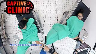 Medical fetish and pussy play backstage of aria nicole's filming