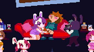 hentai game = group sex, gangbang with rabbit