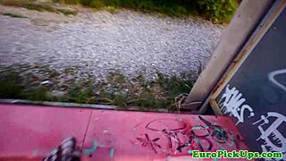 Big natural tits European teen gets paid to have outdoor sex