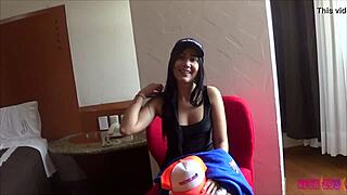 Angelique Miller shaves bare and kisses herself to orgasm