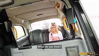 Public taxi scene missionary fucking and cumshot on small tits