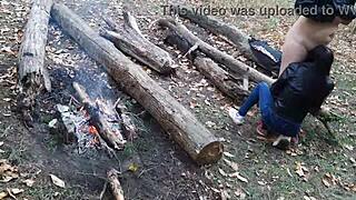 Great outdoors public licking and orgasmic blowjob