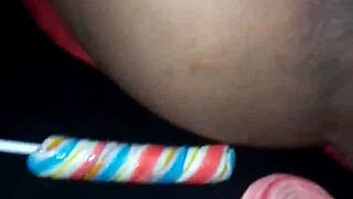 Homemade anal sex with cucumber & candy finger, amateur