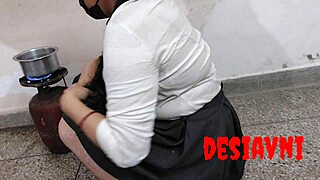 Avni hottest cowgirl fucks big dick in kitchen