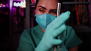 Doctor and patient take care of their latex fetish while in the hospital