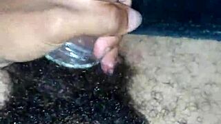 Loads of spunk splatter all over Pornstar Naomi Swann’s big black cock