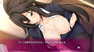 Wanking and bukkaki in a big tit hentai game