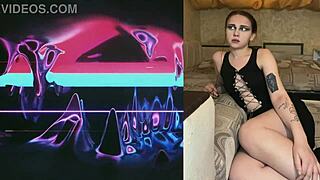 College girl enjoys herself touching her feet amused at watching porn satisfactorily BDSM and ballbusting MILF