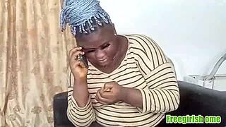 A petite black girl with natural tits has them bitten and then banged