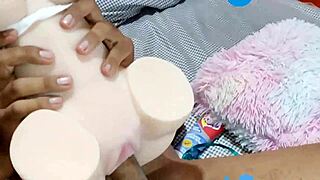 Sex doll fuck toys Latina babe has her tight pussy stretched