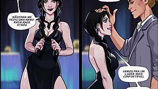 A huge bosomed woman opens up at a party