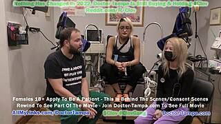 Tenting your legs for the female doctor’s rubber gloves and pierOG natural tits