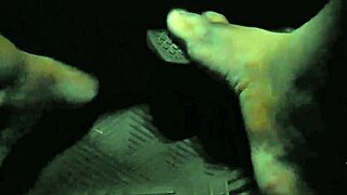 Driver touches gas pedal with bare toes