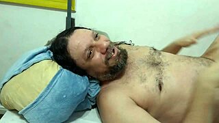 Shy girl delivers intense handjob massage