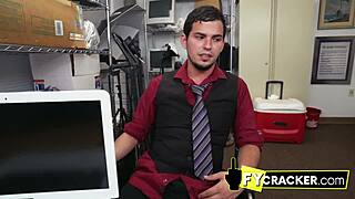 Gay teen craves director's massive cock at office