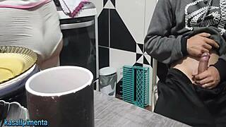 Maid in short shorts bent over for doggystyle creampie!