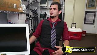 Gay teen craves director's massive cock at office