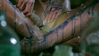 Brunette Raeah Masturbates with Dildo Outdoors