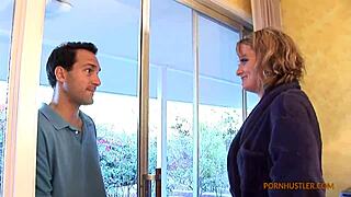 Chubby brunette milf takes doggystyle pounding