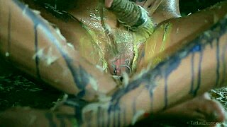 Brunette Raeah Masturbates with Dildo Outdoors