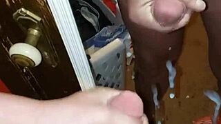 Man strokes cock to cumshot