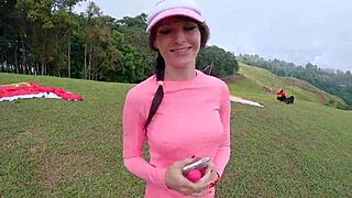 Wet Pussy Squirting Hard at 2200m High in Clouds Paragliding