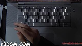 A surprising touch on the restrained girl's chest and smooth area