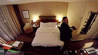 Atractive brunette Jasmine Rouge performs blowjob and swallows the load