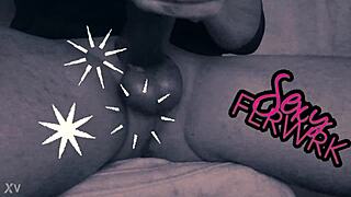 He pumps his big monster cock with toys