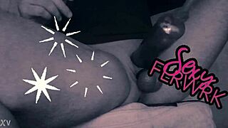 He pumps his big monster cock with toys